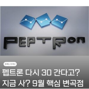펩트론 주가 전망, 다시 30만원 간다고? 지금 사? 9월 변곡점 핵심 포인트 총정리 2 펩트론 전망